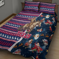 Custom Texas Christmas Quilt Bed Set Cowboy With Santa Claus In Space - Wonder Print Shop