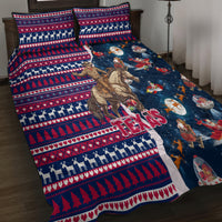 Custom Texas Christmas Quilt Bed Set Cowboy With Santa Claus In Space - Wonder Print Shop