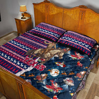 Custom Texas Christmas Quilt Bed Set Cowboy With Santa Claus In Space - Wonder Print Shop