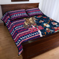 Custom Texas Christmas Quilt Bed Set Cowboy With Santa Claus In Space - Wonder Print Shop