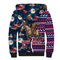 Custom Texas Christmas Sherpa Hoodie Cowboy With Santa Claus In Space - Wonder Print Shop