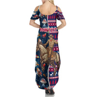 Custom Texas Christmas Summer Maxi Dress Cowboy With Santa Claus In Space - Wonder Print Shop