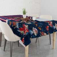 Custom Texas Christmas Tablecloth Cowboy With Santa Claus In Space - Wonder Print Shop