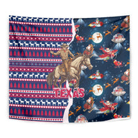 Custom Texas Christmas Tapestry Cowboy With Santa Claus In Space - Wonder Print Shop