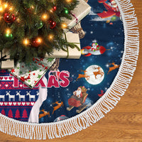 Texas Christmas Tree Skirt Cowboy With Santa Claus In Space - Wonder Print Shop