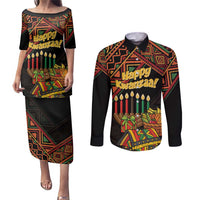 Personalized African Happy Kwanzaa Couples Matching Puletasi and Long Sleeve Button Shirt - Wonder Print Shop