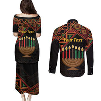 Personalized African Happy Kwanzaa Couples Matching Puletasi and Long Sleeve Button Shirt - Wonder Print Shop