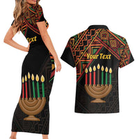 Personalized African Happy Kwanzaa Couples Matching Short Sleeve Bodycon Dress and Hawaiian Shirt - Wonder Print Shop