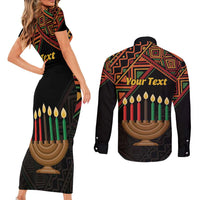 Personalized African Happy Kwanzaa Couples Matching Short Sleeve Bodycon Dress and Long Sleeve Button Shirt - Wonder Print Shop