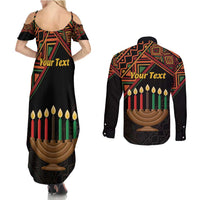 Personalized African Happy Kwanzaa Couples Matching Summer Maxi Dress and Long Sleeve Button Shirt - Wonder Print Shop