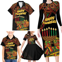 Personalized African Happy Kwanzaa Family Matching Long Sleeve Bodycon Dress and Hawaiian Shirt - Wonder Print Shop