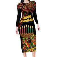 Personalized African Happy Kwanzaa Family Matching Long Sleeve Bodycon Dress and Hawaiian Shirt - Wonder Print Shop