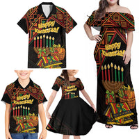 Personalized African Happy Kwanzaa Family Matching Off Shoulder Maxi Dress and Hawaiian Shirt - Wonder Print Shop