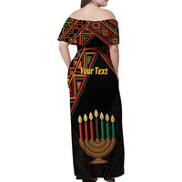 Personalized African Happy Kwanzaa Family Matching Off Shoulder Maxi Dress and Hawaiian Shirt - Wonder Print Shop