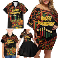 Personalized African Happy Kwanzaa Family Matching Off Shoulder Short Dress and Hawaiian Shirt - Wonder Print Shop