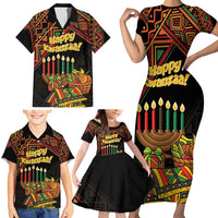 Personalized African Happy Kwanzaa Family Matching Short Sleeve Bodycon Dress and Hawaiian Shirt - Wonder Print Shop