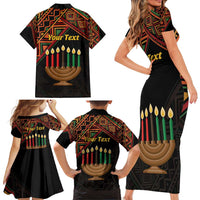 Personalized African Happy Kwanzaa Family Matching Short Sleeve Bodycon Dress and Hawaiian Shirt - Wonder Print Shop