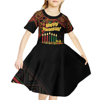 Personalized African Happy Kwanzaa Kid Short Sleeve Dress - Wonder Print Shop