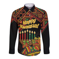 Personalized African Happy Kwanzaa Long Sleeve Button Shirt - Wonder Print Shop