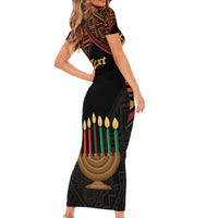 Personalized African Happy Kwanzaa Short Sleeve Bodycon Dress - Wonder Print Shop