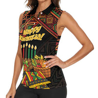 Personalized African Happy Kwanzaa Women Sleeveless Polo Shirt - Wonder Print Shop