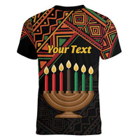 Personalized African Happy Kwanzaa Women V-Neck T-Shirt - Wonder Print Shop