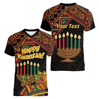 Personalized African Happy Kwanzaa Women V-Neck T-Shirt - Wonder Print Shop