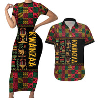 Kwanzaa African Pattern Couples Matching Short Sleeve Bodycon Dress and Hawaiian Shirt - Wonder Print Shop