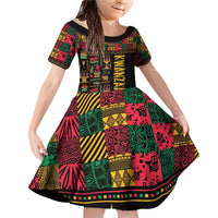 Kwanzaa African Pattern Family Matching Off Shoulder Short Dress and Hawaiian Shirt - Wonder Print Shop