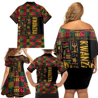 Kwanzaa African Pattern Family Matching Off Shoulder Short Dress and Hawaiian Shirt - Wonder Print Shop