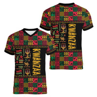 Kwanzaa African Pattern Women V-Neck T-Shirt - Wonder Print Shop