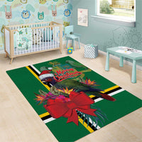 Dominica Christmas Coquette Bow Area Rug Sisserou Parrot Tropical Flower - Wonder Print Shop