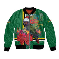Dominica Christmas Coquette Bow Bomber Jacket Sisserou Parrot Tropical Flower - Wonder Print Shop