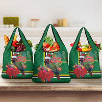 Dominica Christmas Coquette Bow Grocery Bag Sisserou Parrot Tropical Flower