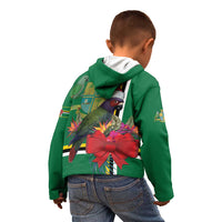 Dominica Christmas Coquette Bow Kid Hoodie Sisserou Parrot Tropical Flower - Wonder Print Shop
