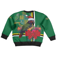 Dominica Christmas Coquette Bow Kid Ugly Christmas Sweater Sisserou Parrot Tropical Flower - Wonder Print Shop