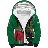 Dominica Christmas Coquette Bow Sherpa Hoodie Sisserou Parrot Tropical Flower - Wonder Print Shop