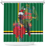 Dominica Christmas Coquette Bow Shower Curtain Sisserou Parrot Tropical Flower