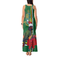 Dominica Christmas Coquette Bow Tank Maxi Dress Sisserou Parrot Tropical Flower - Wonder Print Shop