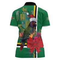 Dominica Christmas Coquette Bow Women Polo Shirt Sisserou Parrot Tropical Flower - Wonder Print Shop