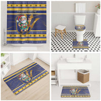 Barbados Christmas Bathroom Set Bajan Map Santa Trident - Wonder Print Shop