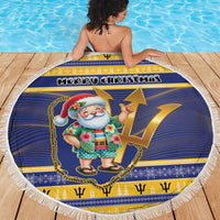 Barbados Christmas Beach Blanket Bajan Map Santa Trident - Wonder Print Shop