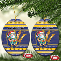 Barbados Christmas Ceramic Ornament Bajan Map Santa Trident - Wonder Print Shop
