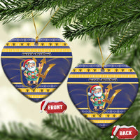 Barbados Christmas Ceramic Ornament Bajan Map Santa Trident - Wonder Print Shop