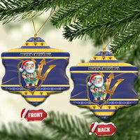 Barbados Christmas Ceramic Ornament Bajan Map Santa Trident - Wonder Print Shop