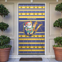 Personalized Barbados Christmas Door Cover Bajan Map Santa Trident - Wonder Print Shop