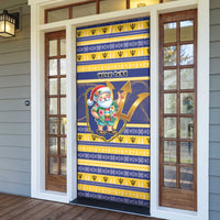 Personalized Barbados Christmas Door Cover Bajan Map Santa Trident - Wonder Print Shop