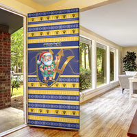 Personalized Barbados Christmas Door Cover Bajan Map Santa Trident - Wonder Print Shop