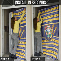 Personalized Barbados Christmas Door Cover Bajan Map Santa Trident - Wonder Print Shop