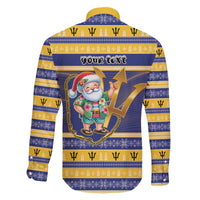 Personalized Barbados Christmas Family Matching Long Sleeve Bodycon Dress and Hawaiian Shirt Bajan Map Santa Trident - Wonder Print Shop